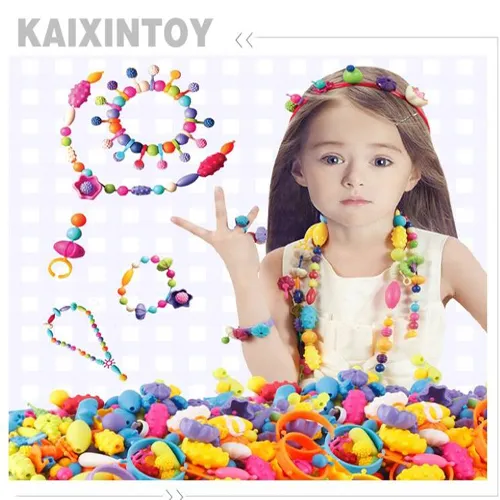 Bijoux personnalisés pour filles, ensemble de perles en plastique, artisanat amusant pour enfants, DIY